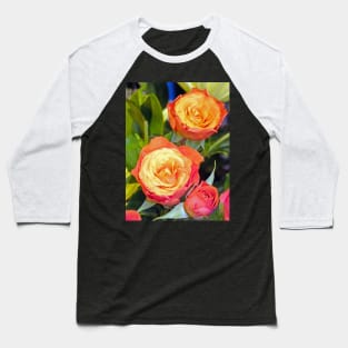 Colourful Tea Rose Baseball T-Shirt